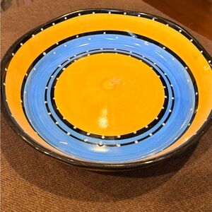 Vibrant Blue and Yellow Ceramic Bowl